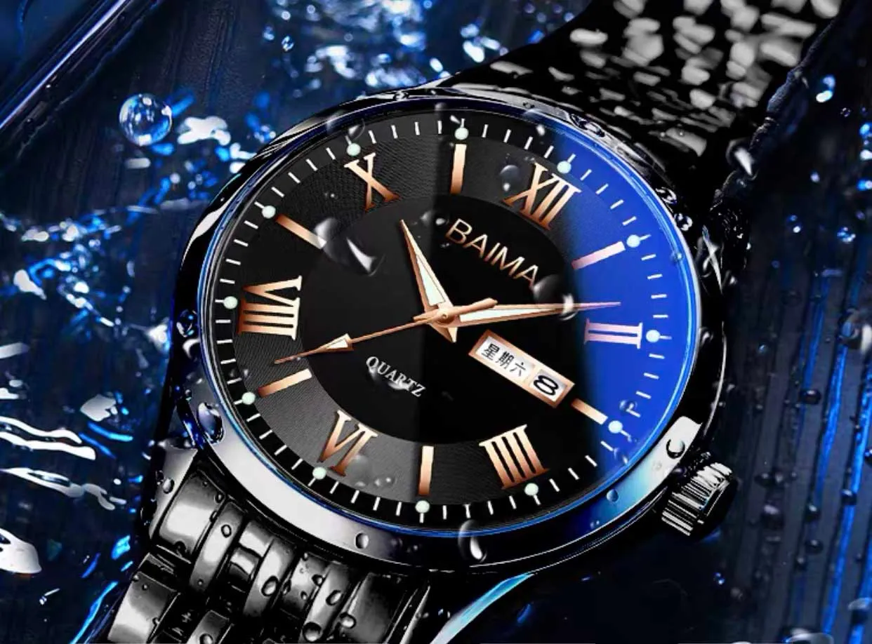 Watch, Men, Simple, Quartz Movement, Round, Steel Belt, Fine Steel Case, Night Light, Glass, Fashion, Elegant, Romantic, Cool