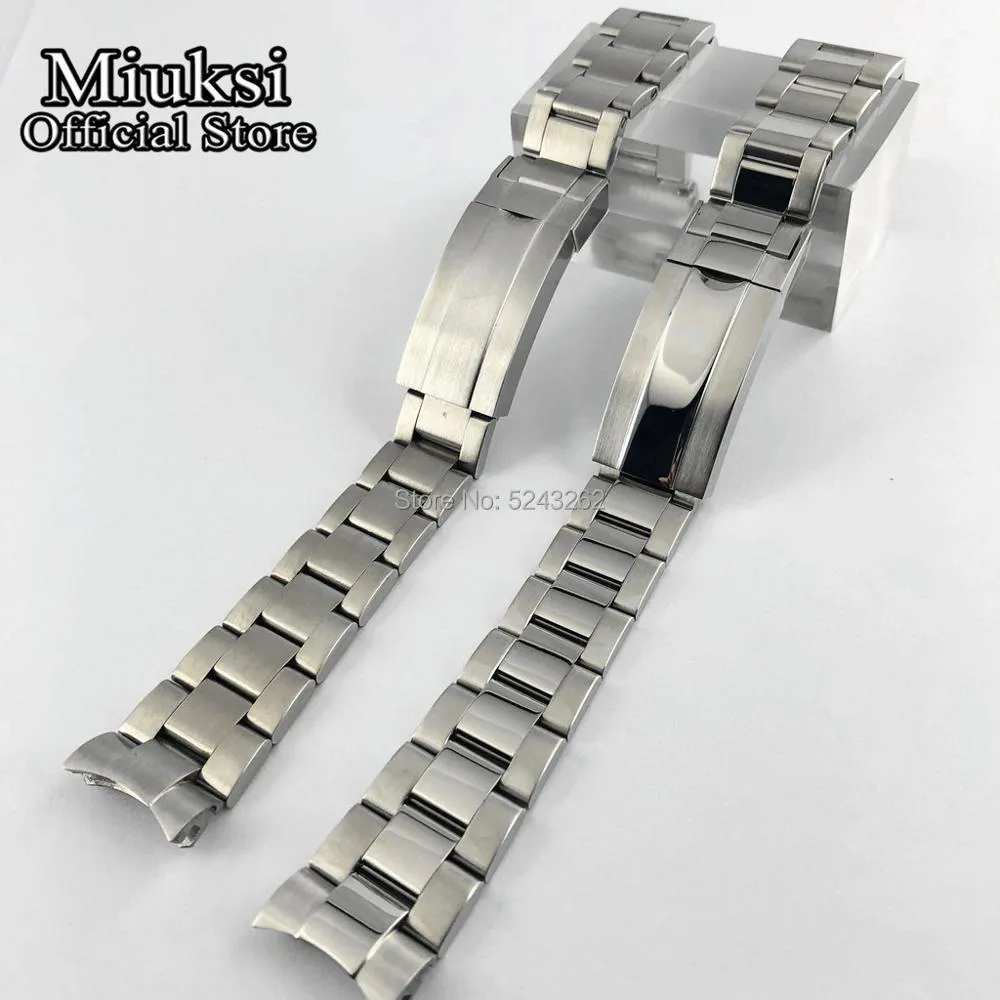 20mm 316L Solid Stainless Steel Watch Band Folding Buckle Mens Strap