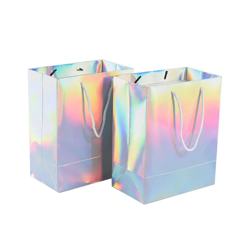 Logo personnalisé hologramme isolé kraftstorage shopping sac en papier lavable kraft