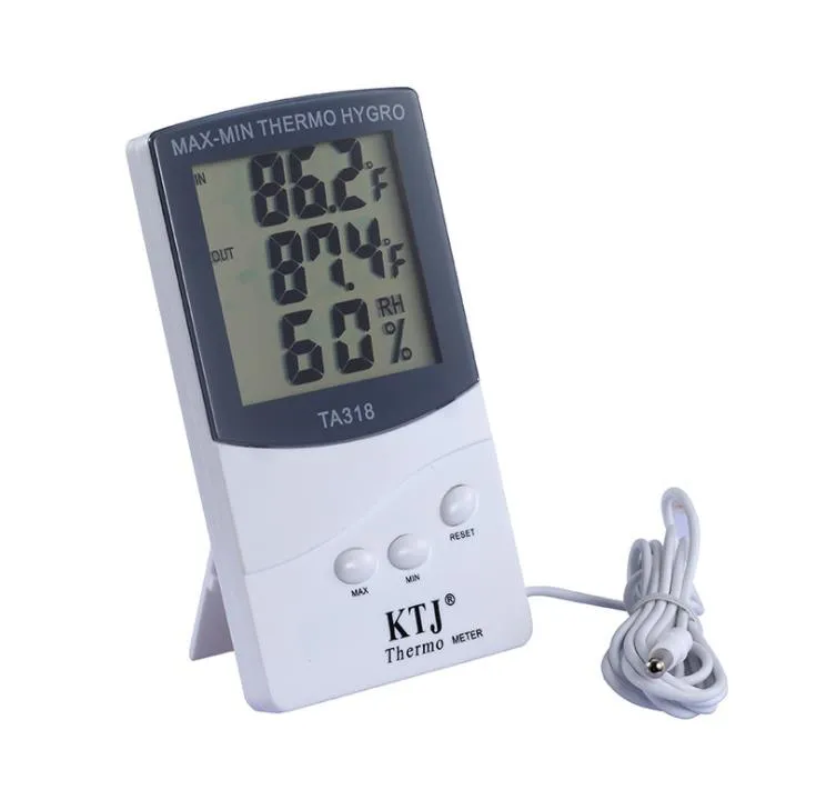 TA318 Högkvalitativ digital LCD-skärm Inomhus / Utomhustermometer Instrument Hygrometer temperatur fuktighet Thermo Hygro Meter Mini Max 200 stycken SN4257