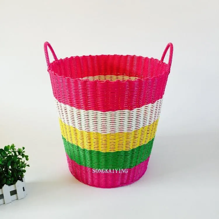 Paquete de 6 cestas organizadoras para cestas tejidas de plástico gris  multiuso