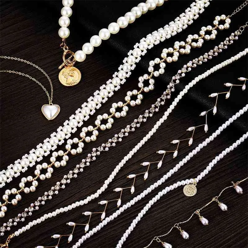 Collane di perle di cristallo di moda per le donne Collana girocollo con moneta e fiore con fiocco vintage vintage 2020