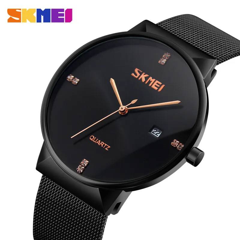 SKMEI Fashion Mens Horloges Topmerk Luxe Horloge Heren Roestvrijstalen 3bar Waterdichte Quartz Horloges Relogio Masculino 9164 Q0524