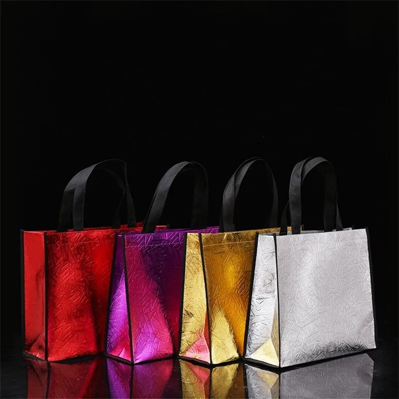 DIY Shopping Bags Foldable Fashion Tote Laser Fabric Nonwoven No Zipper Bag Home Reusable Handbags 2 6bl G2