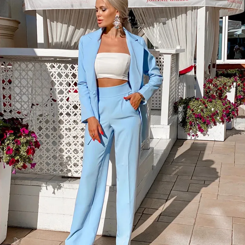 Sky Blue Evening Trouser Suits For Women For Women Perfect For Weddings,  Parties, And Proms From Foreverbridal, $77.74