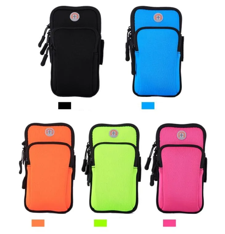 Outdoor Sports Phones Pouch Armband Case Cover Bag Running Jogging Arm Band Sleeve Förpackningar Vattentät Cellpone Holder Bag för 4-6 tums Universal Smart Phone