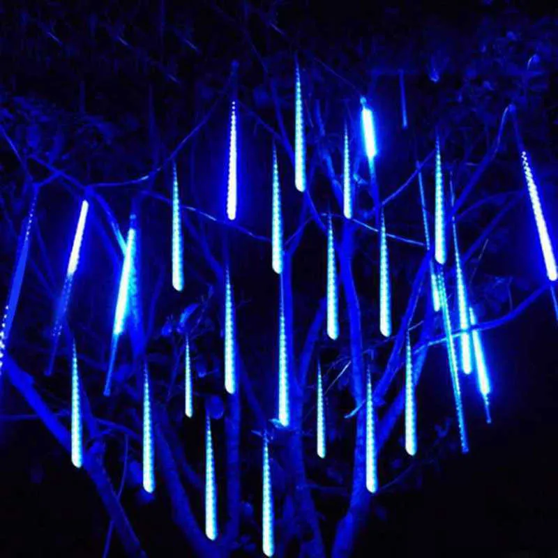 Guirlande lumineuse LED imperméable avec pluie de météores, pour fête de noël, chute de neige, décoration de noël, livraison directe Y0720