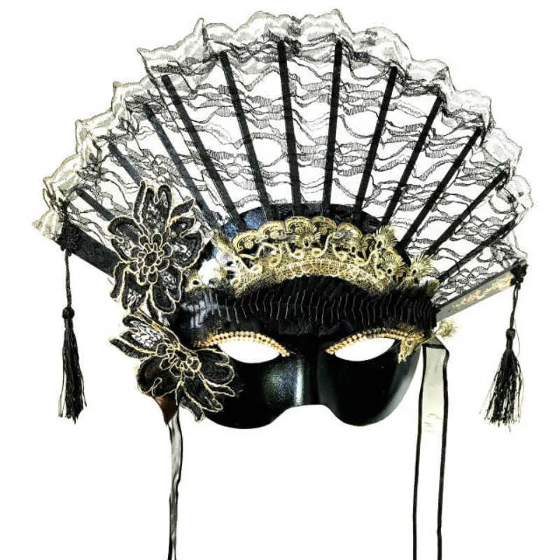H3419 Maschera per fan da donna Festa di Halloween Festa di Natale Maschere di moda Carnevale veneziano femminile Masquerade Accessori Cosplay