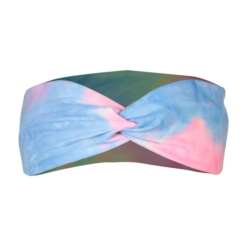 Print Cross Headbands Tie-Dyed Gym Yoga Sport Wrap Sweat Stretch Hair Bands For Women Fashion Will en Sandy