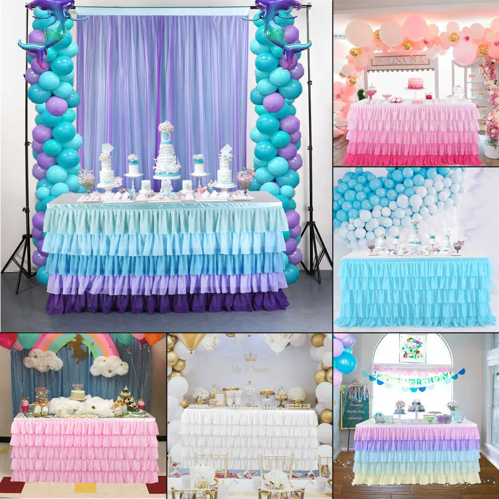 5 warstwowych tulle stół spódnica stołowa baby prysznic urodziny dekoracje bankietowe wesele dostawy domu