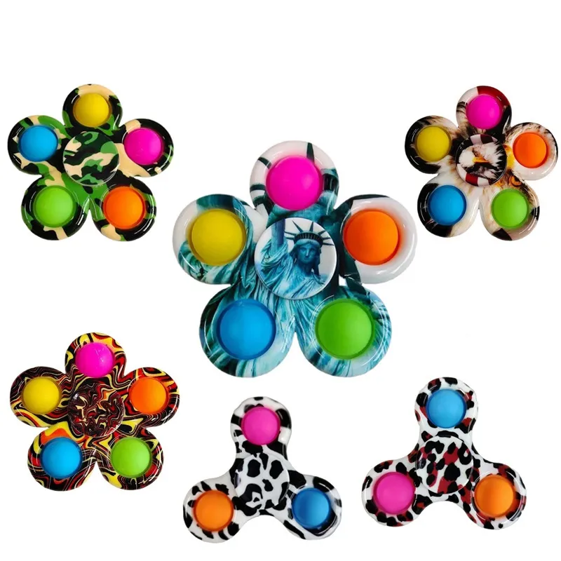 Oppväska Enkel Dimple It Fidget Leksaker Plus 5 Sidor Finger Spela Spel Anti Stress Fidgets Spinner Pop Färgglada 0321