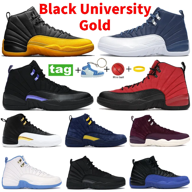 Designer Indigo 12s 12 hommes Chaussures de basketball Black University Gol
