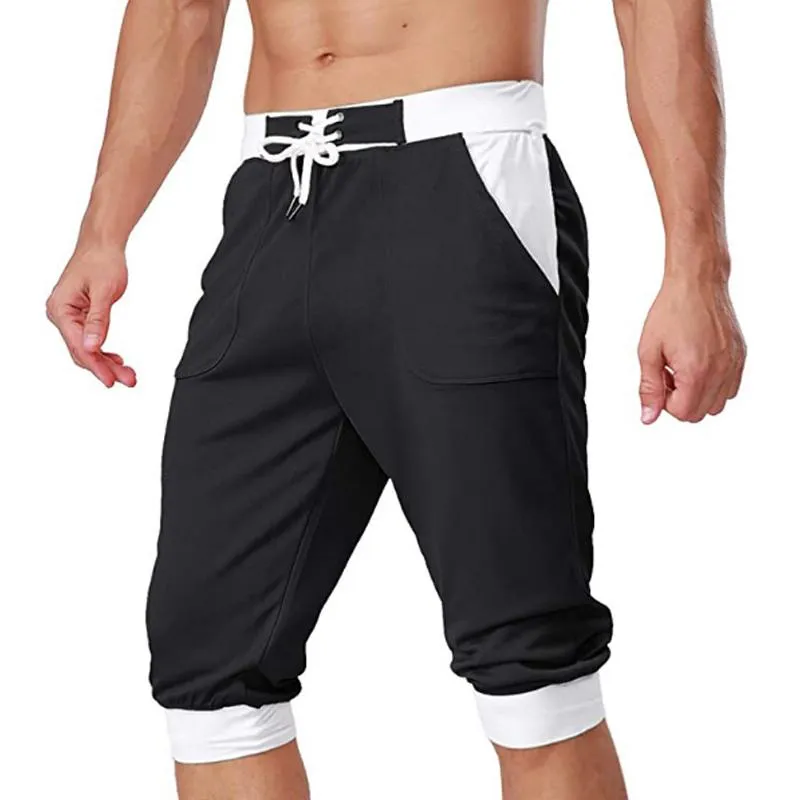 Mäns shorts mens byxor solid sport pirat smal passform jogging snabb torr mode