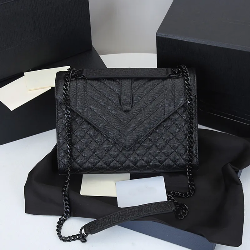 5A Classic Enverlope Shoulder Bags Women 2022 Cowhide Luxury Designers Genuine Leather Handbag Effini Fashion Chain Crossbody Bag Purse