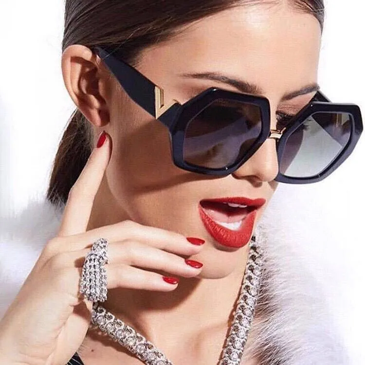 Fashion Ins Inslelish Luxury Designer Polygon Square Square Sunglasses chiques para mulheres mulheres mulheres 6 cores