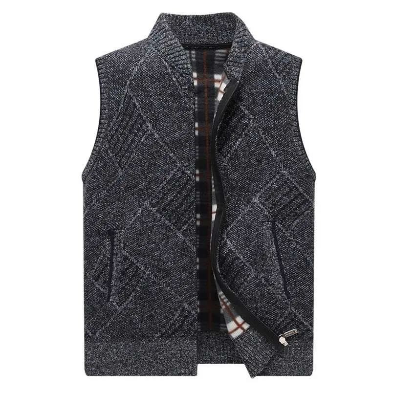 Hiver hommes pull gilets épais polaire tricoté Cardigan gilet mâle pull décontracté gilet pour hommes sans manches hommes vêtements 220114