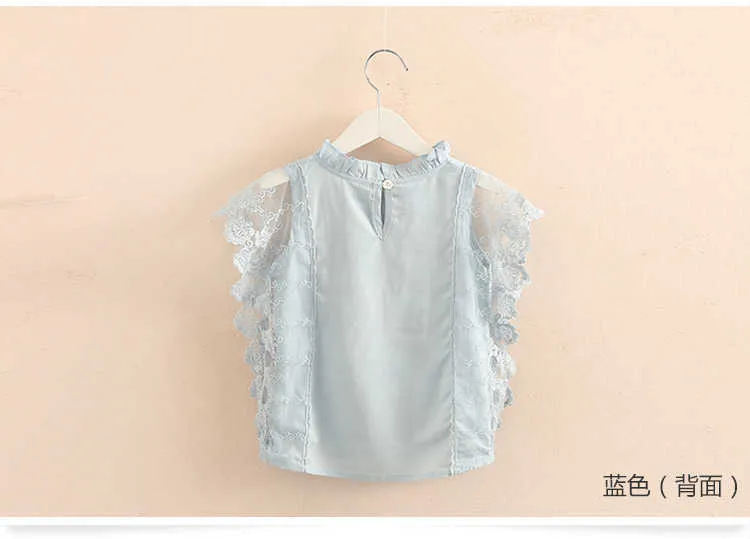  Hot Summer New Design2 3 4 6 8 9 10Years Thin Sweet Cute Solid Color Lace Patchwork Blouse Baby Kids Girls Sleeveless Shirt (7)