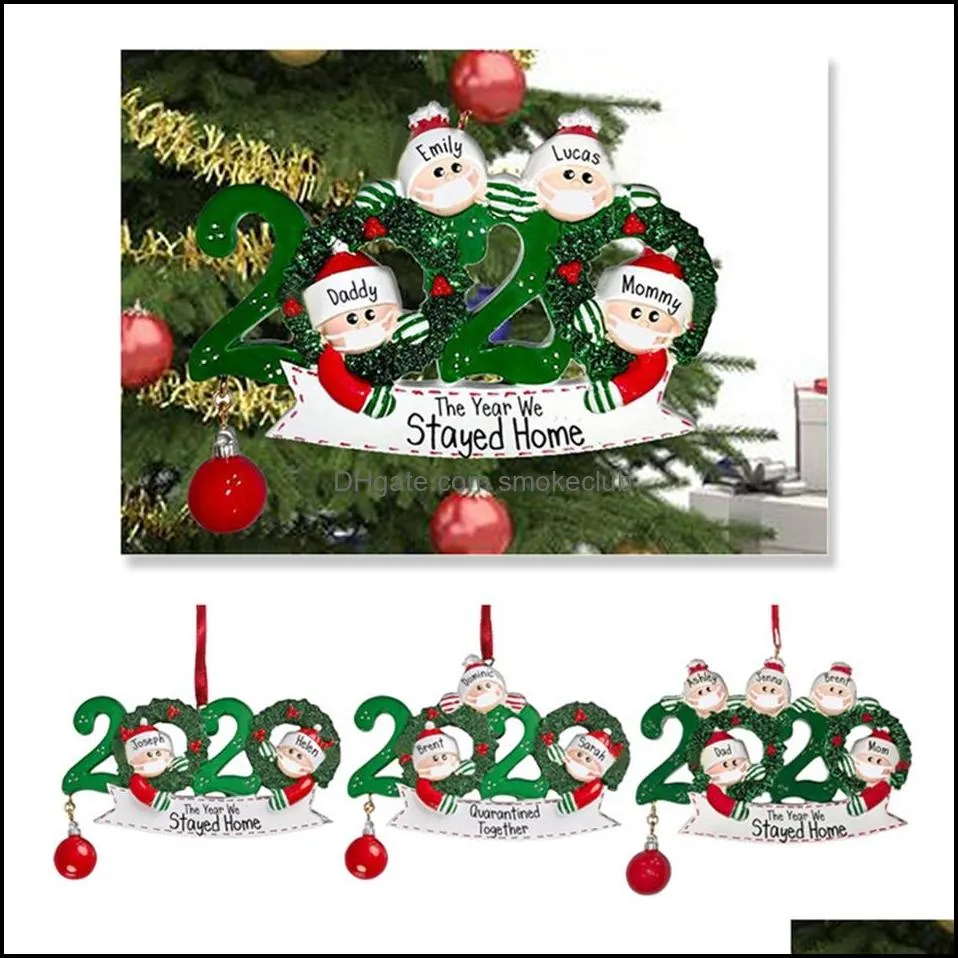 Decorações Festivas Fornecimentos Home Jardim Quarentine Natal Aniversário Decoração Do Partido Produto Presente Personalizado Família Ornamento Pandemi