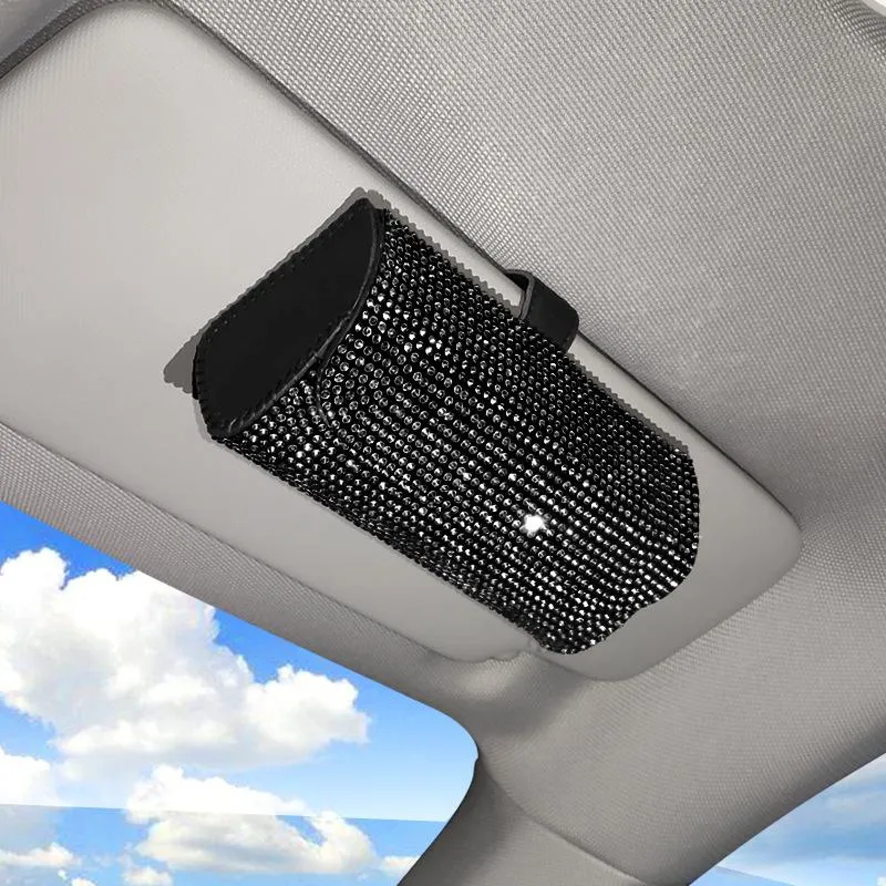 Autres accessoires d'intérieur Strass Lunettes de voiture Lunettes de soleil Boîte de rangement 7 couleurs Crystal Auto Sun Visor Organisateur Titulaire2053