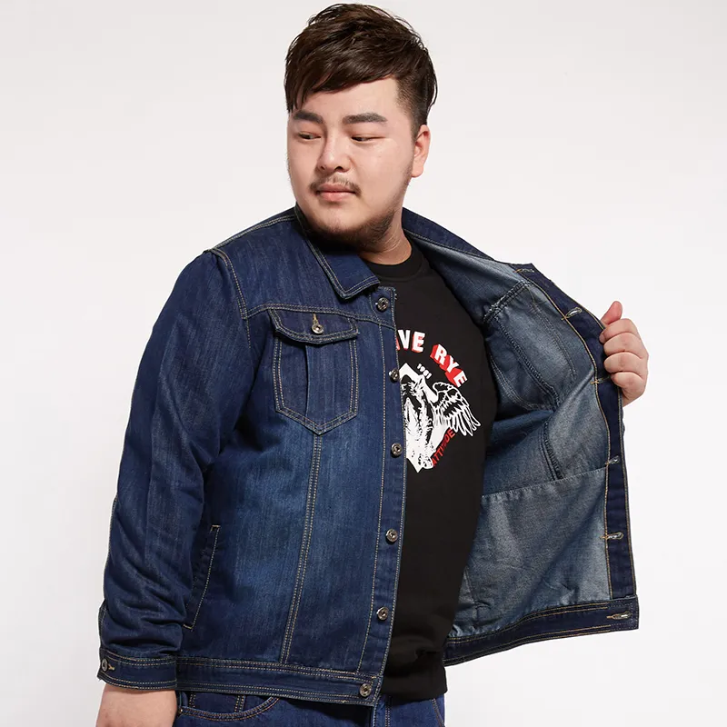 Simple Casual Men's Jacket Loose Denim Coat Large Asian Size M-8XL For 150kg Fat Guy Vêtements De Grande Taille Pour Hommes