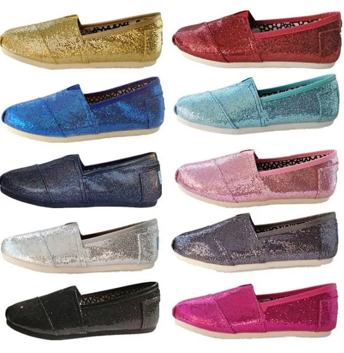 Hot Sälj Populärt Brand New Men's Women's Casual Solid Canvas Shoes, Eva Flat Pattern Stripes Lovers Glitter Shoes Classic Canvas Shoes Shoe
