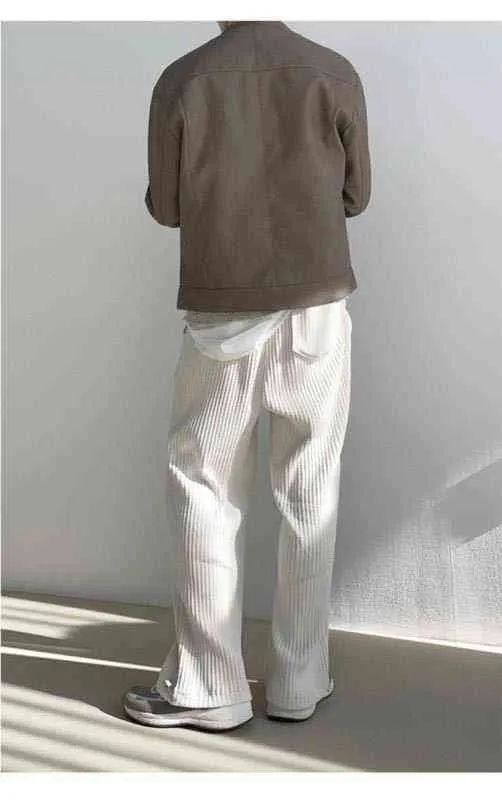 Mens White Corduroy Loose Fit White Corduroy Pants With