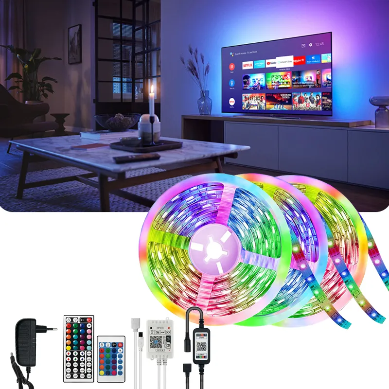 65.6Ft Led Strip Lights, Ultra Long RGB 5050 Color Changing LED Light Strips Kit with 44 Keys Ir Remote for Bedroom, Kitchen, Home Decoration