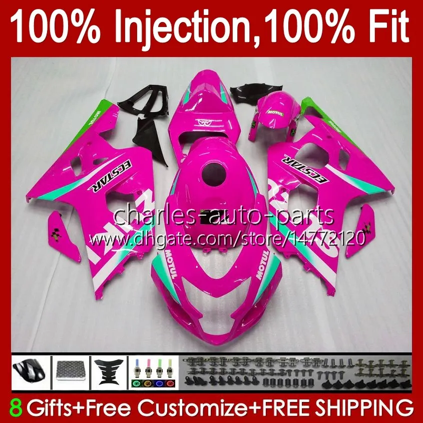 Body Injection Mold For SUZUKI GSXR-750 GSXR 750CC 600CC 750 600 CC 2004 2005 43No.122 GSXR600 GSXR750 K4 04 05 GSXR-600 GSX-R750 2004-2005 OEM Fairing Kit rose pink
