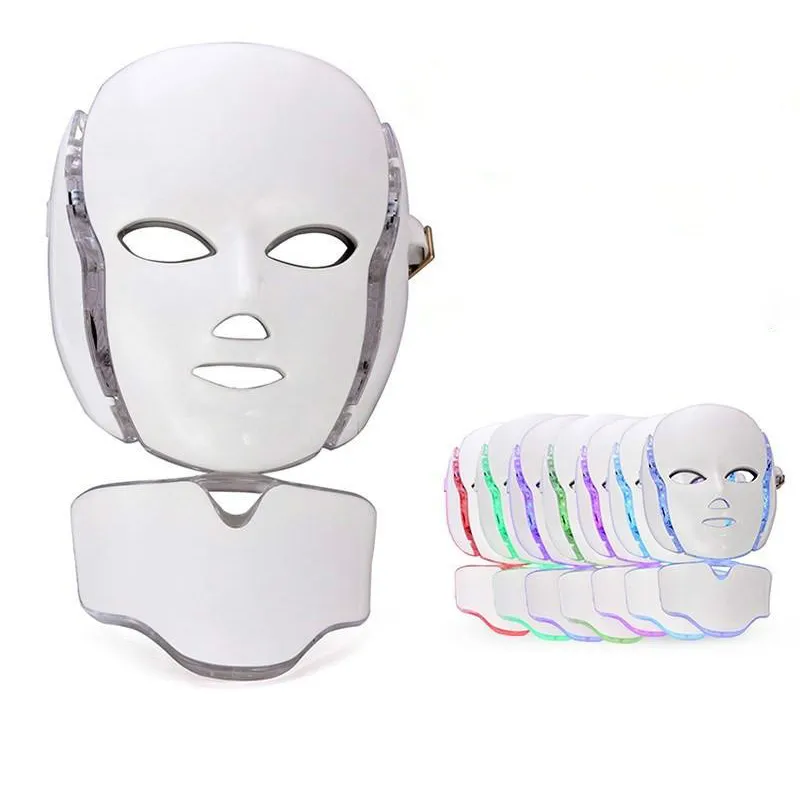 7 kleuren Elektrisch geleid gezichtsmasker Gezichtsmaskers IPL Machine Lichttherapie Acne Nek Schoonheid Fotonentherapie