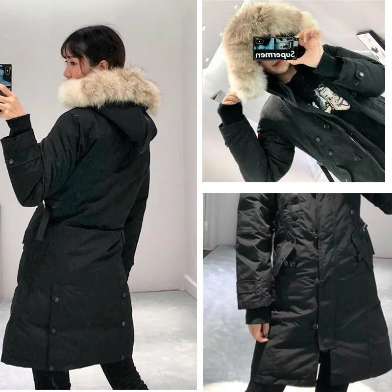 Womens Winter White Duck Down Jacket Woman Puffer Coat thick warm Women big Real wolf Fur Collar Jackets casual slim outdoor hood thick Female coats