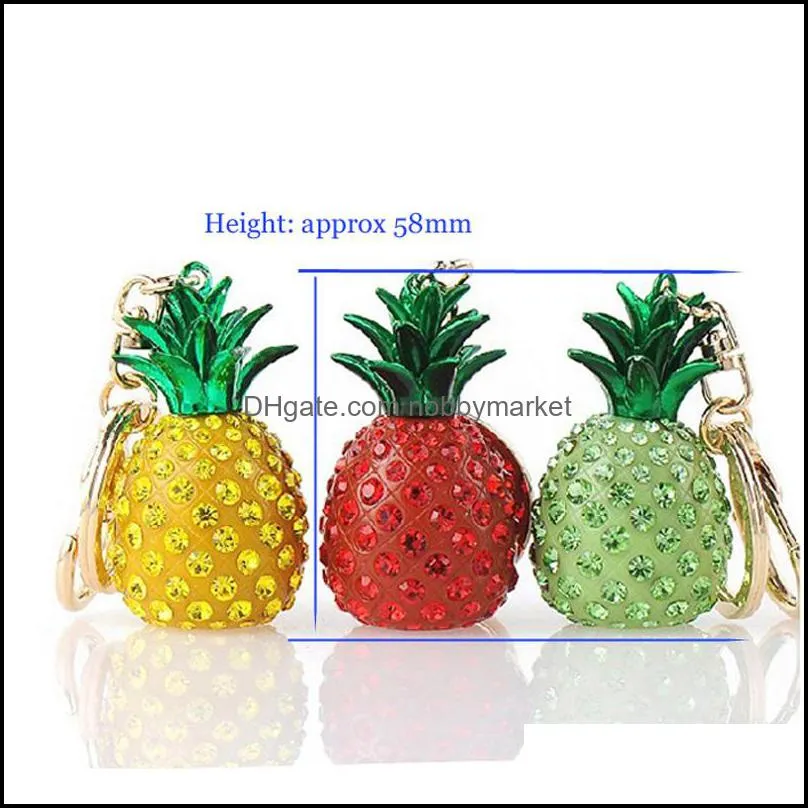 Creative Jewellery Luxury Rhinestone Pineapple Key Rings for Women Bag Buckles Car Key Keychain Fashion Accessories Birthday Gifts