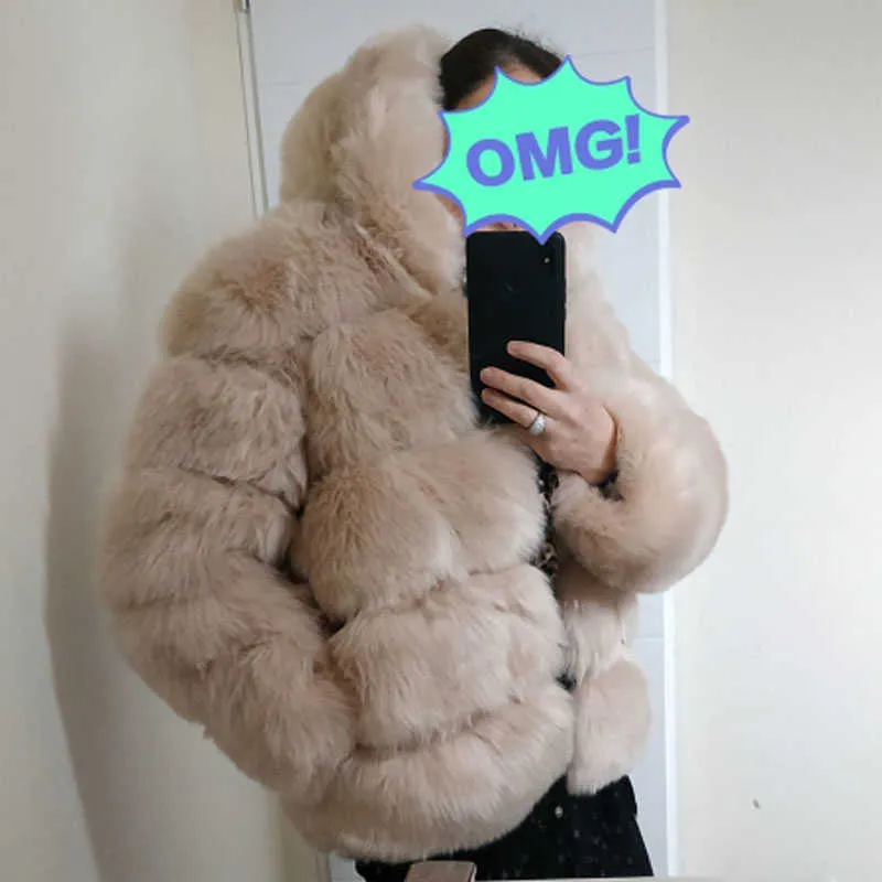Zadorin 2021 hiver épais manteau en fausse fourrure chaude femme plus taille à capuche à capuche à manches longues en fausse fourrure veste de fourrure de luxe fourrure de fourrure d'hiver Bontjas y0829