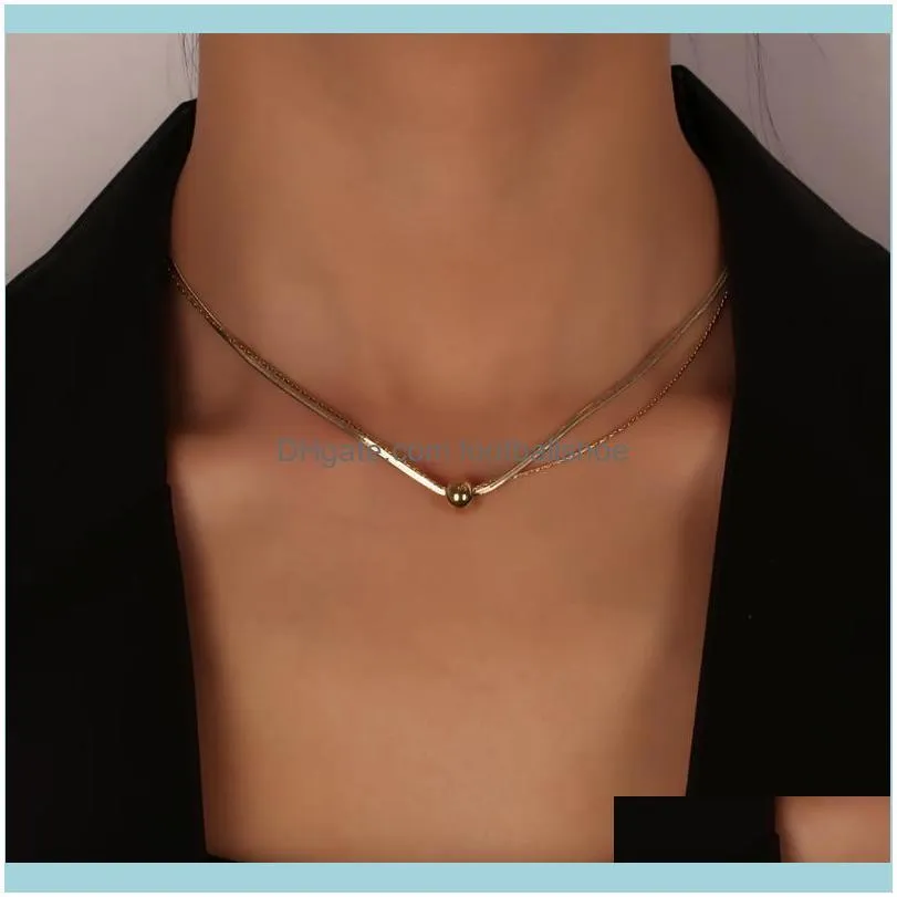 Stainless Steel Double Necklace Round Bead Titanium Hip Hop Geometry Party Womens Jewelry Chains