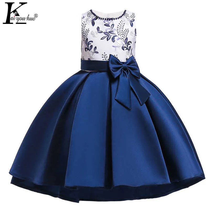 Enfant en bas âge fille princesse robe enfants robes pour filles robe de mariée d'été sans manches arc robes de fête d'anniversaire enfants Costume Q0716