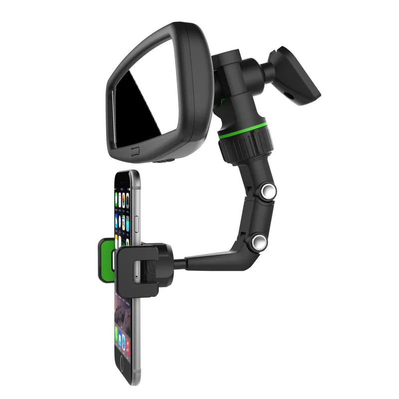 Ganchos rieles Universal girar 360 grados espejo retrovisor para coche soporte para teléfono Gps asiento Smartphone soporte D2