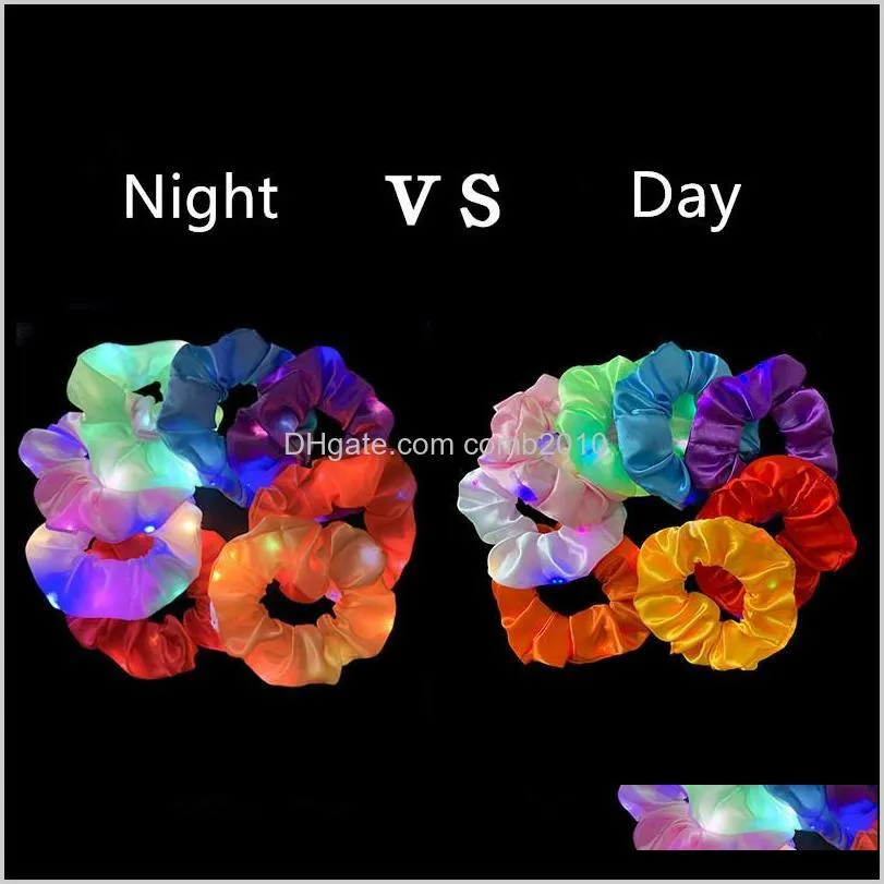 led luminous hair bands scrunchies women girls headwear hair rope simple wrist band rings rubber band hair accessories 20pcs