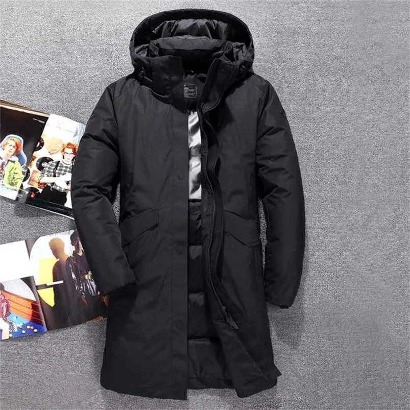 Longue doudoune hommes Top qualité épais chapeau d'hiver détaché chaud Parka imperméable coupe-vent-30 degrés 3073 211104