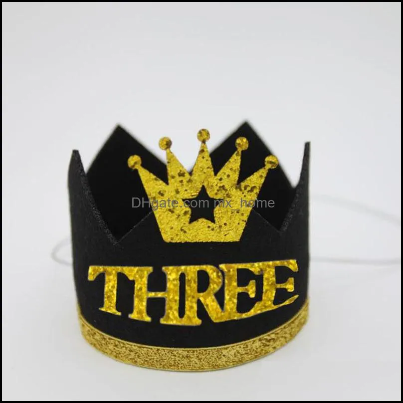 Party hat 1Pc Anniversary Hats Decor Cap A First Princess Boy Crown 1st 2nd 3rd Year Old Decorations 0811