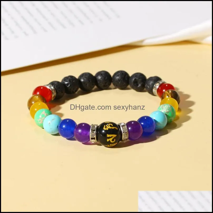 Beaded, Strands Ethnic Style Volcanic Stone Crystal Beaded Men`s Bracelet Colorful Chakra Frosted Handmade Buddhist Women