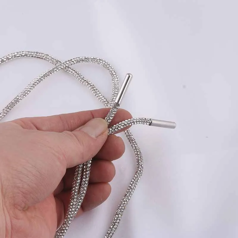 Round Rhinestone Rubber Hose Diamond Tube Trimming Jewelry Shoelace Drawstring Diy Trouser Hoodie Glass Rope Clothing Belt286e