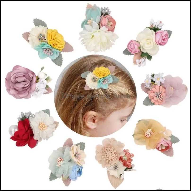 Hair Accessories Oaoleer 2021 Chiffon Flower Clips Pins Cute Children Hairpins Barrettes Acccessories