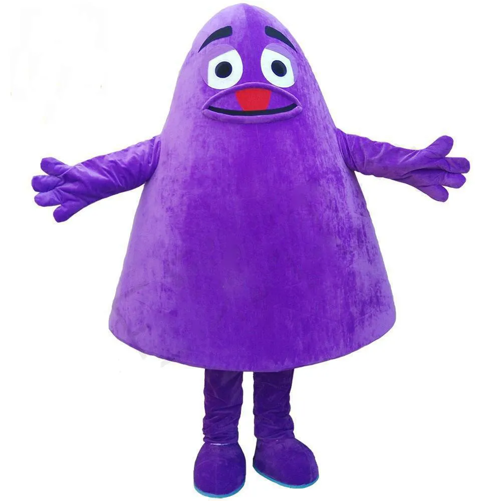 Traje de mascote de monstro roxo de halloween alta qualidade desenho animado personagem de tema de anime carnaval unissex adultos roupa vestido de festa de aniversário de natal