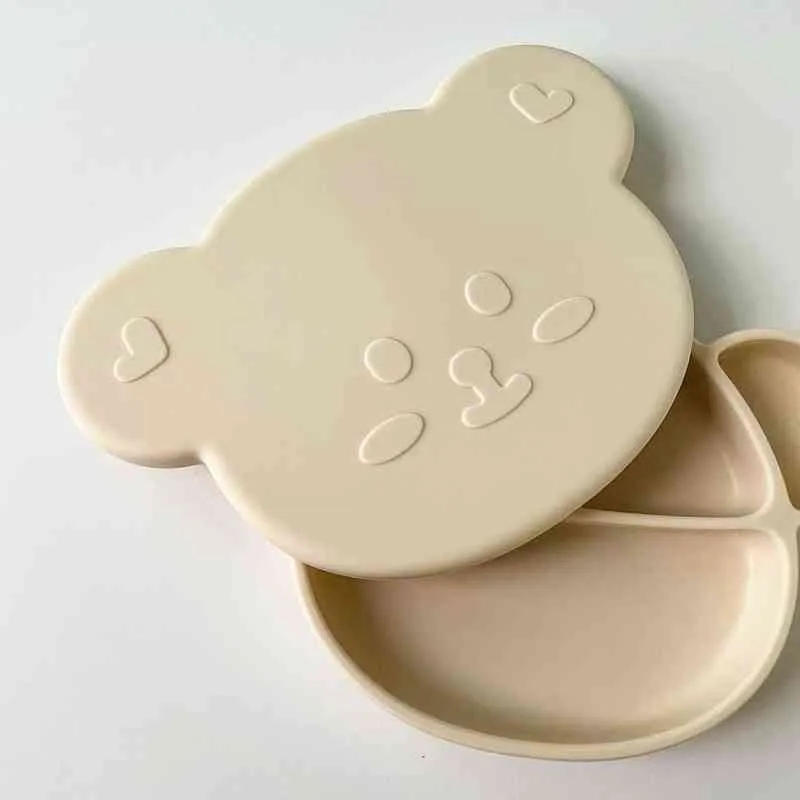 Baby Silikon Matplats Säker Säker Söt Gullig Tecknad Barnrätter Sug Toddle Training Porslin BPA Gratis Barn Foder Skålar G1210