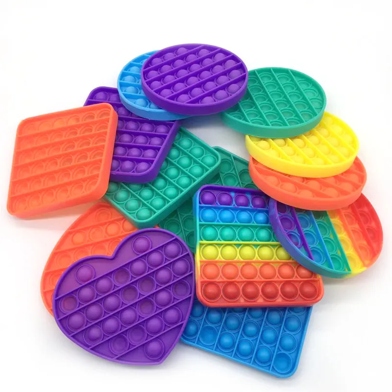 Rainbow Push  Fidget Sensory Toys Bubble Poppers Board Dinosaur Simple  Key Ring Squeeze Finger Puzzle Squeeze-a-Bean Pea Popper Stress Relief Tiktok G32502