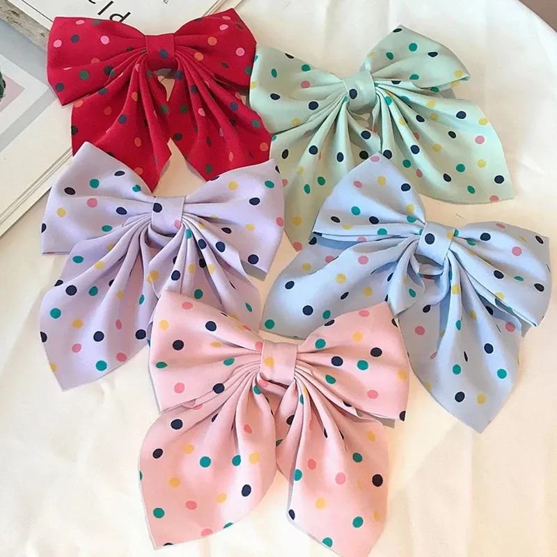 Oversized retro polka dot strik snoep kleur haarspelden zoete kind meisje haaraccessoires geschenk haarclips voor vrouwen groothandel