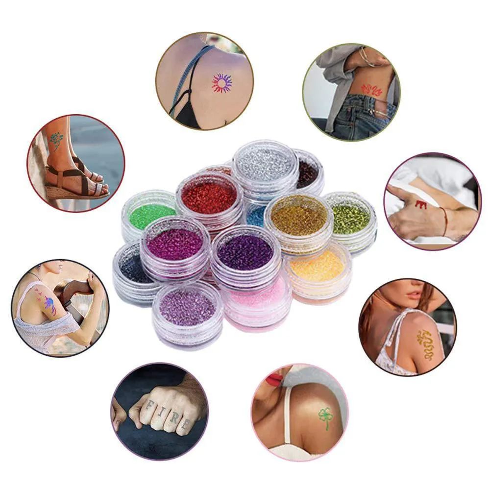 Diamond Glitter Fake Tattoo Ink Kit For Adults Colorful Artwork For