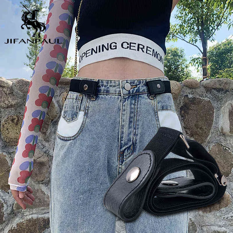 JIFANPAUL Jeans moda donna decorativo cinturino elastico senza fibbia materiale in nylon di alta qualità studenti giovani tendenza cintura punk G220301