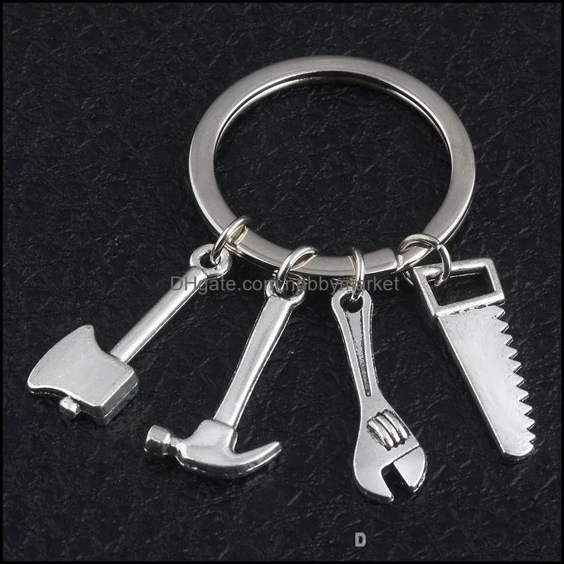 Keyring ``If Dad Can``t Fix It No One Can`` Hand Tools Keychain Hammer Screwdriver Wrench Charms Key Ring Key Hold Fashion Jewelry