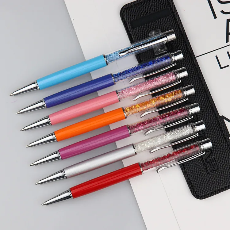 Üreticinin yaratıcı metal dokunmatik ekran kristal kalem kontrol döner kalem su matkap kapasitans tükenmez kalem