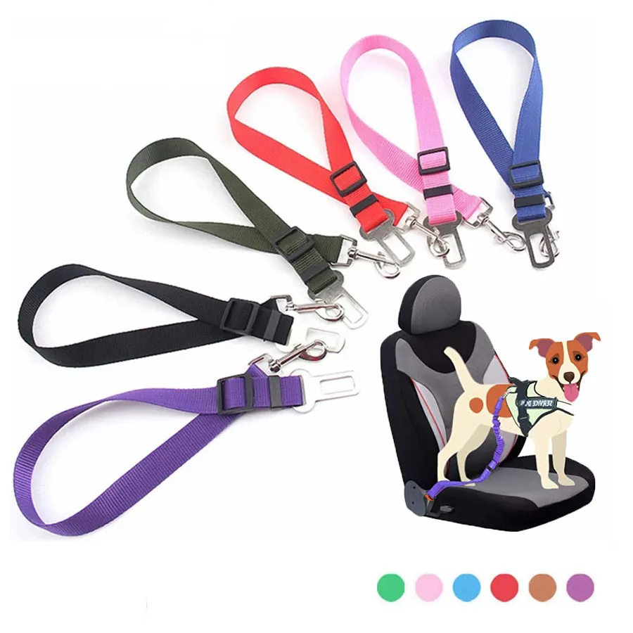 Collari per cani da compagnia Guinzagli Cinture di sicurezza per auto 70 * 2.5 cm Cablaggio per veicoli Cucciolo Leader regolabile Clip Forniture per cani Sicurezza Dropshipping Prodotti per animali domestici